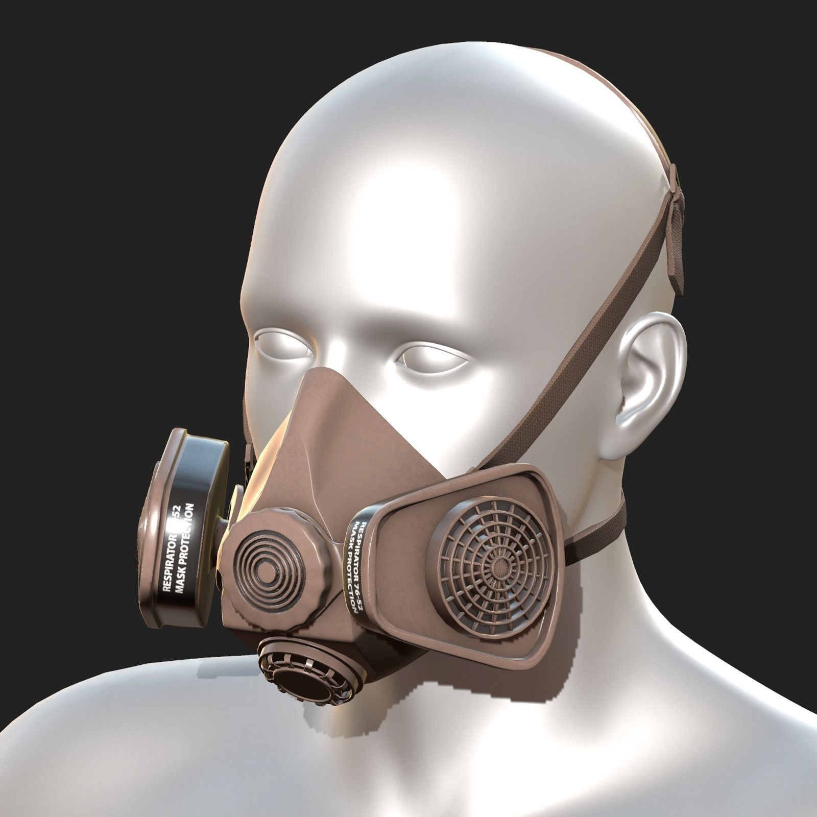 Gas mask protection isolated equipment armor scifi Low-poly 3D model_2