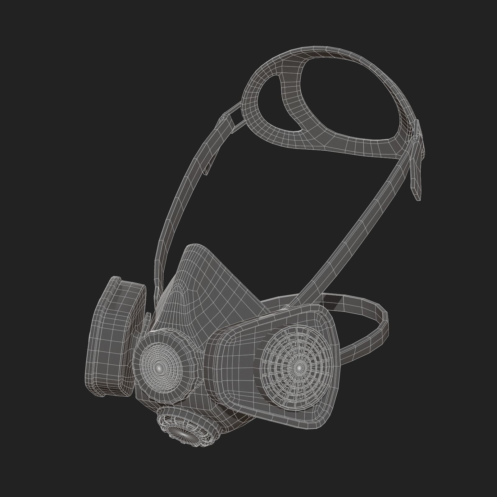 Gas mask protection isolated equipment armor scifi Low-poly 3D model_11