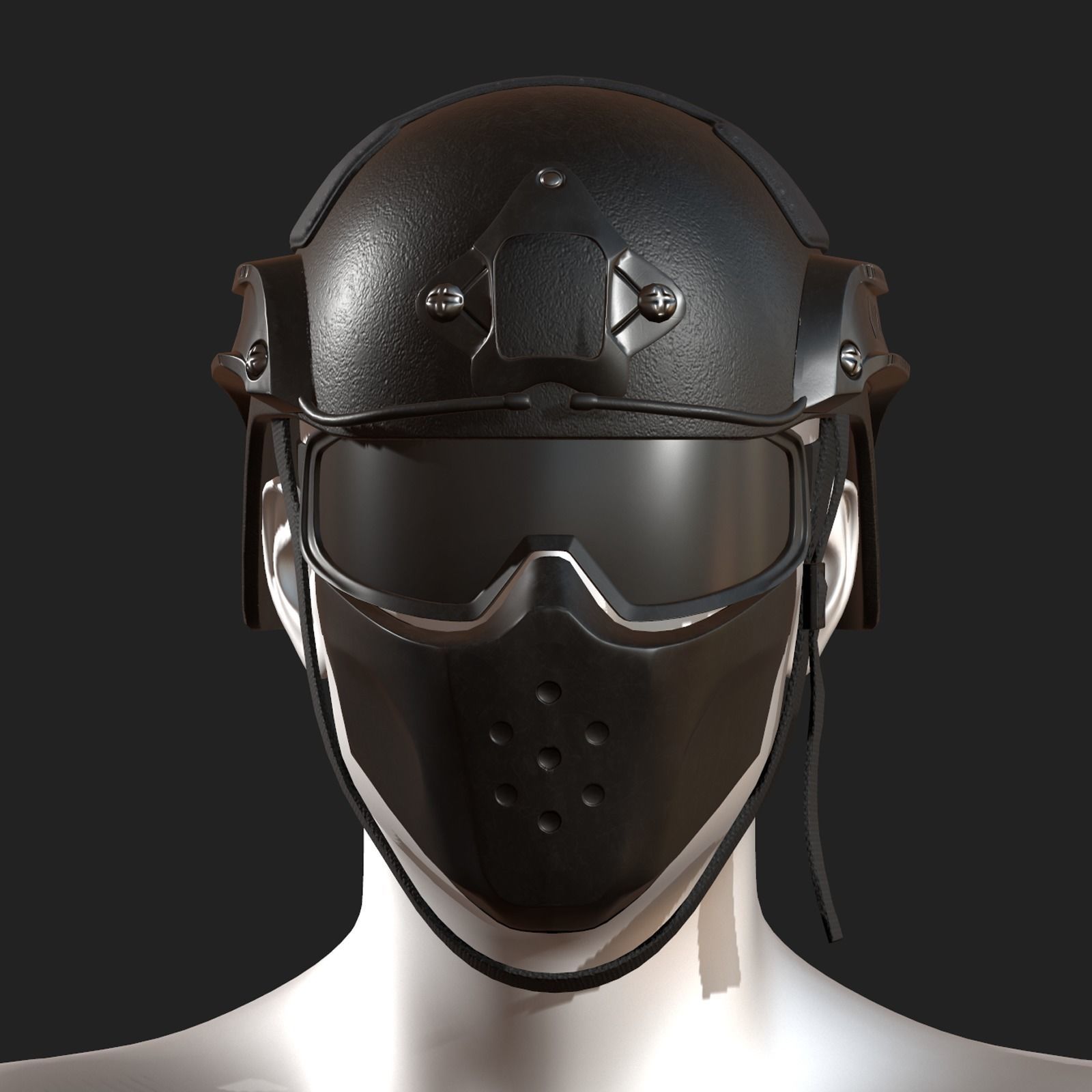 Helmet mask millitary combat soldier armor scifi fantasy  Low-poly 3D model_9