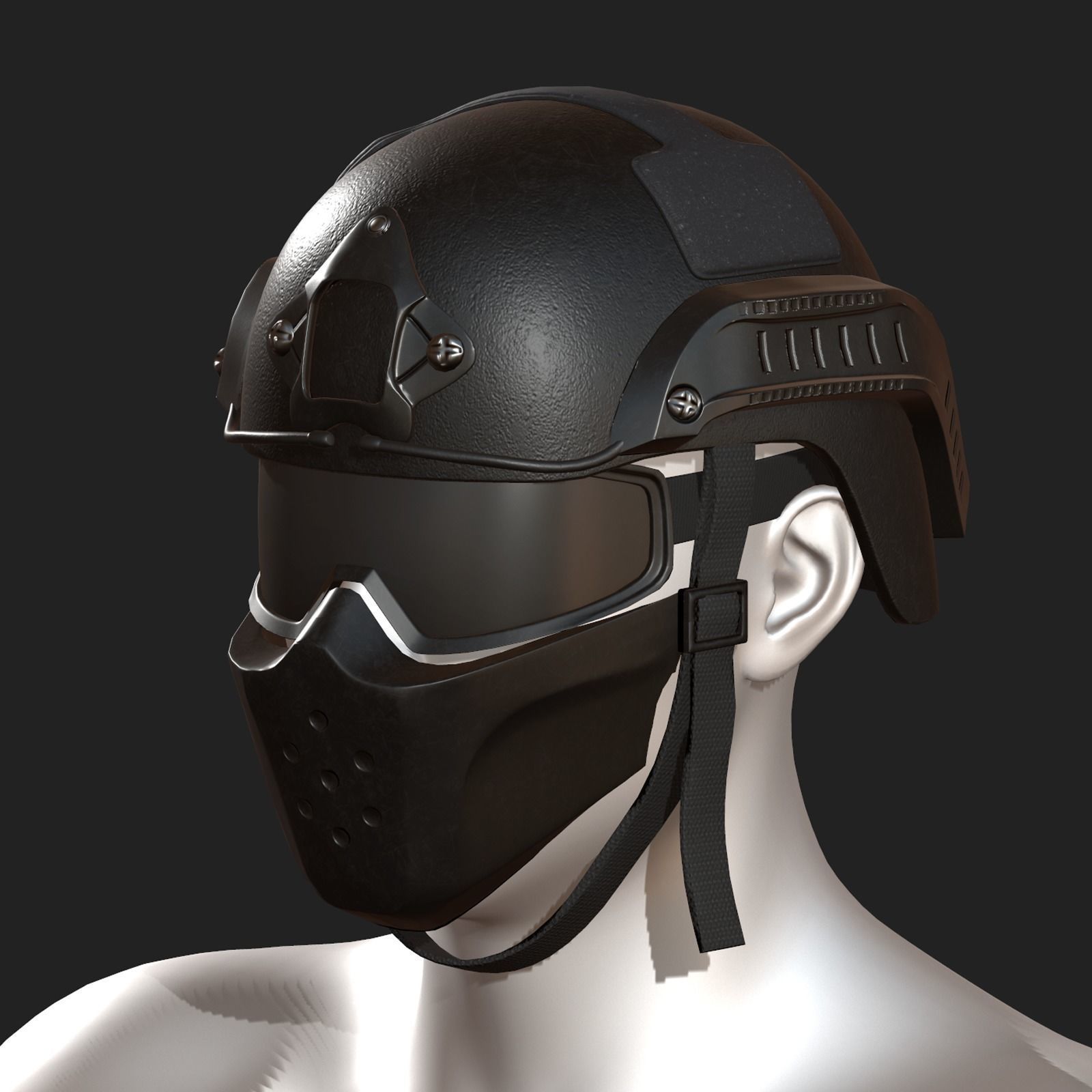 Helmet mask millitary combat soldier armor scifi fantasy  Low-poly 3D model_8