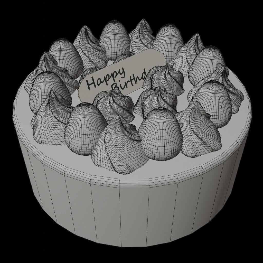 Birthday Cake 3D model_3