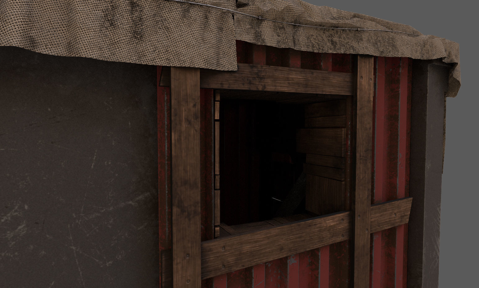 Container house Low-poly 3D model_4