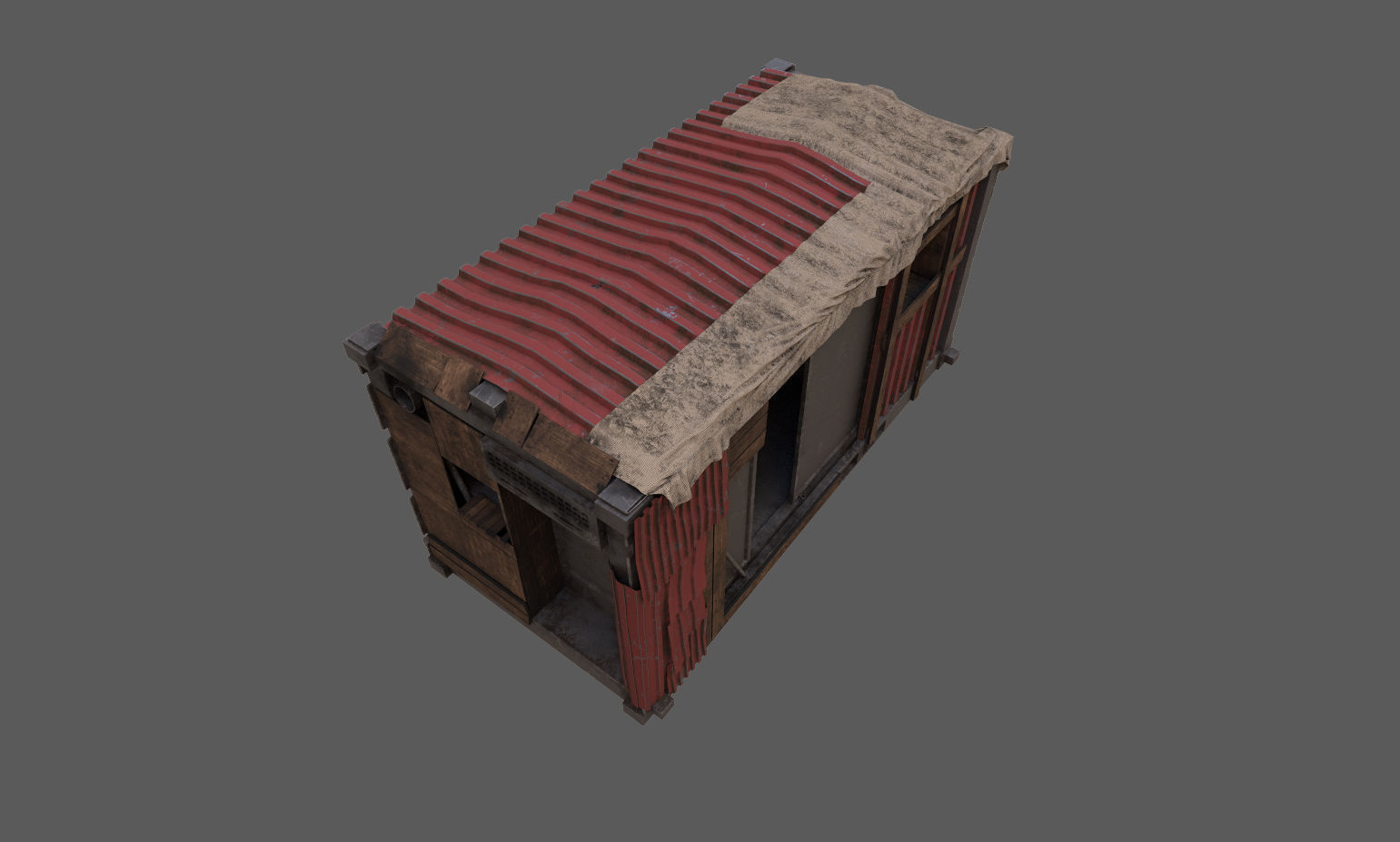 Container house Low-poly 3D model_5