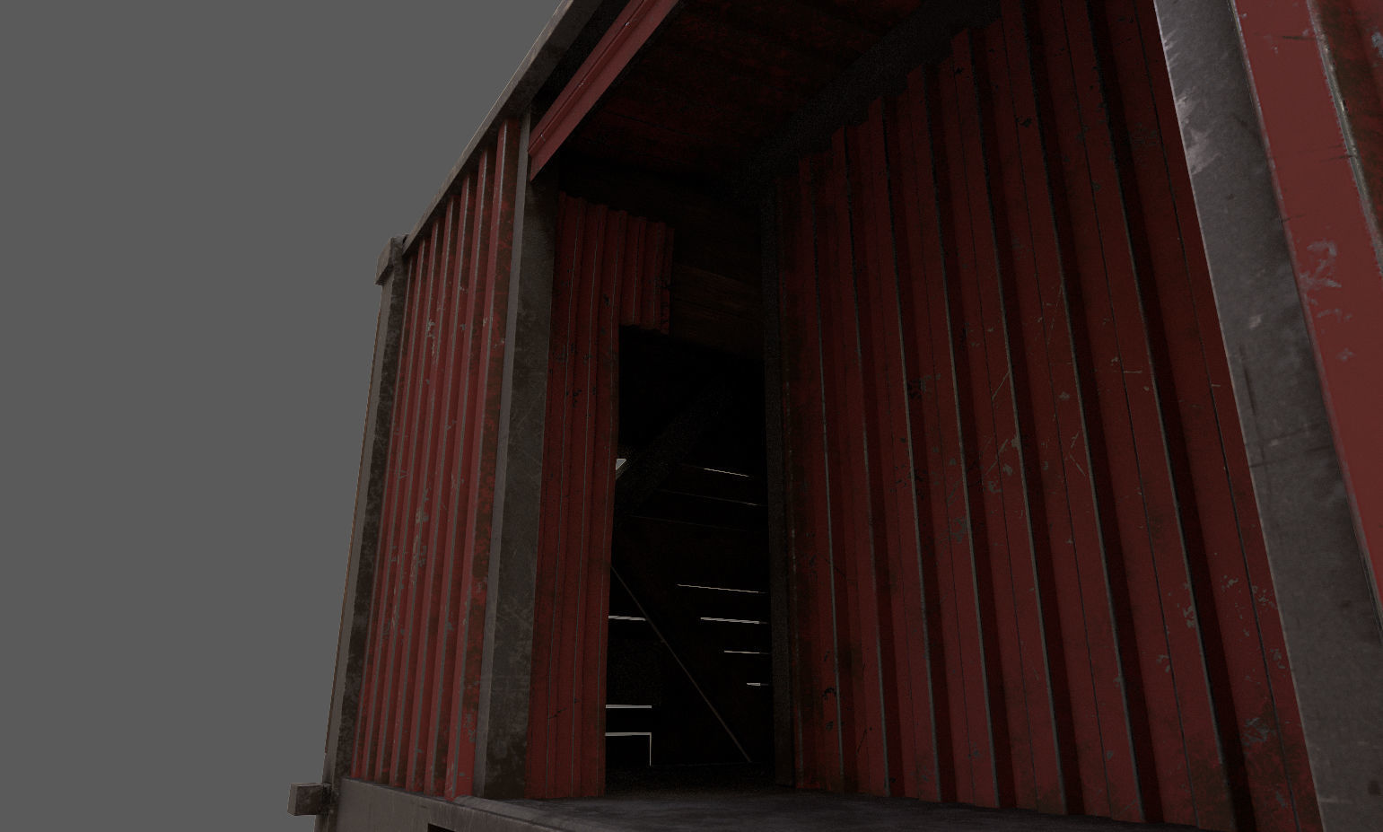 Container house Low-poly 3D model_9