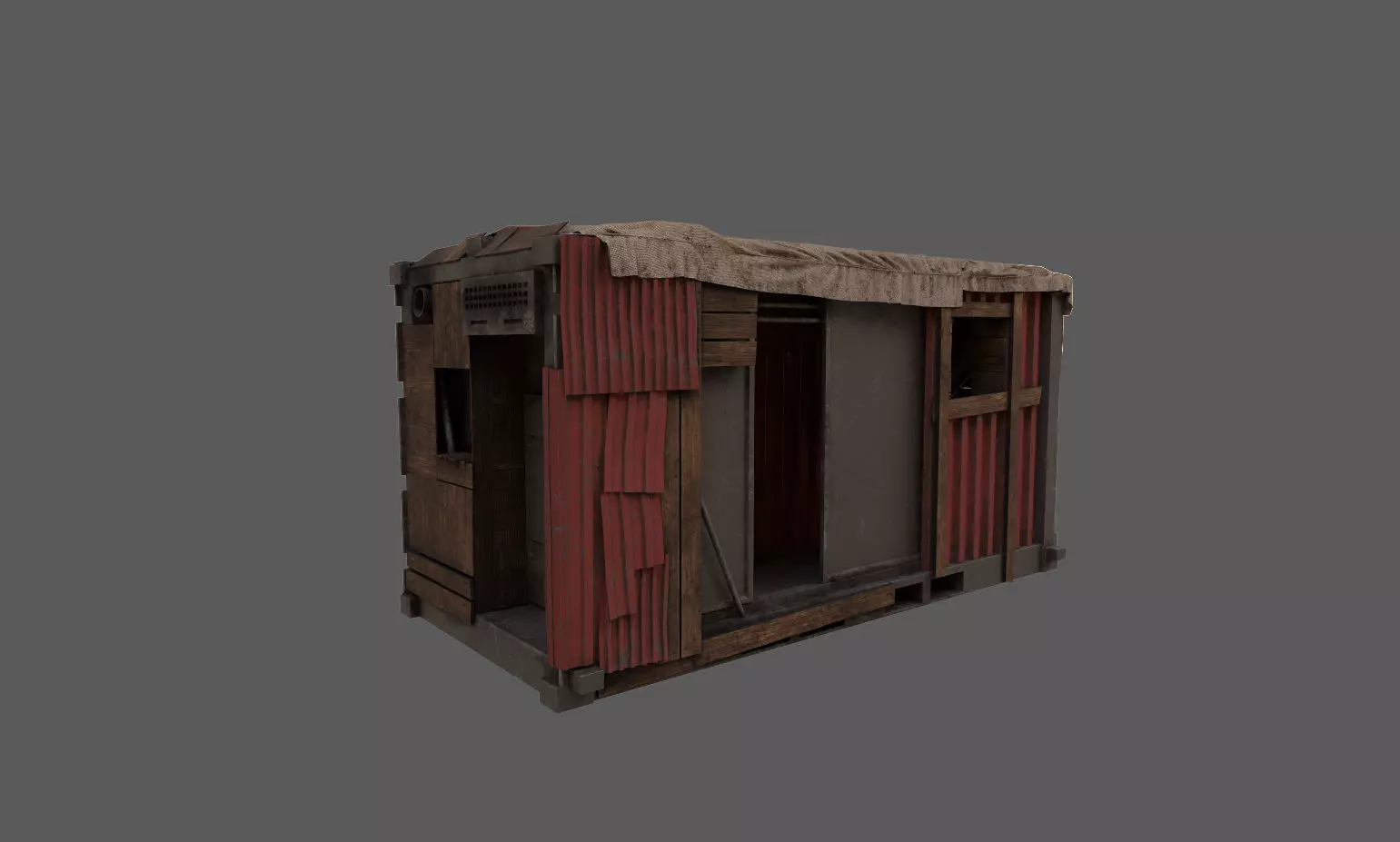Container house Low-poly 3D model_0