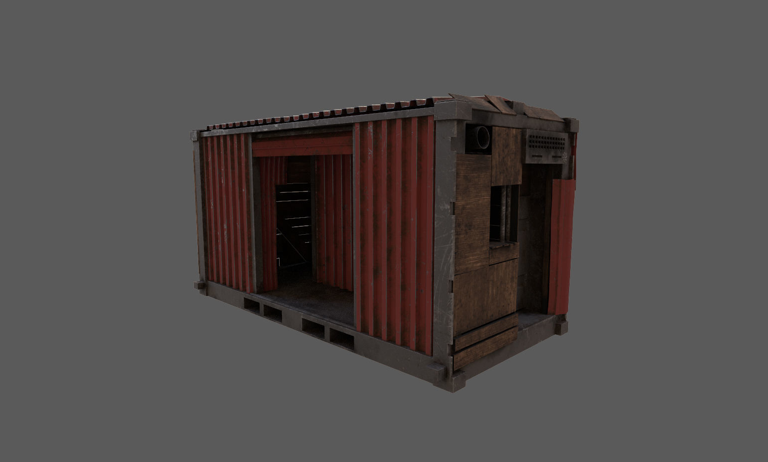 Container house Low-poly 3D model_7