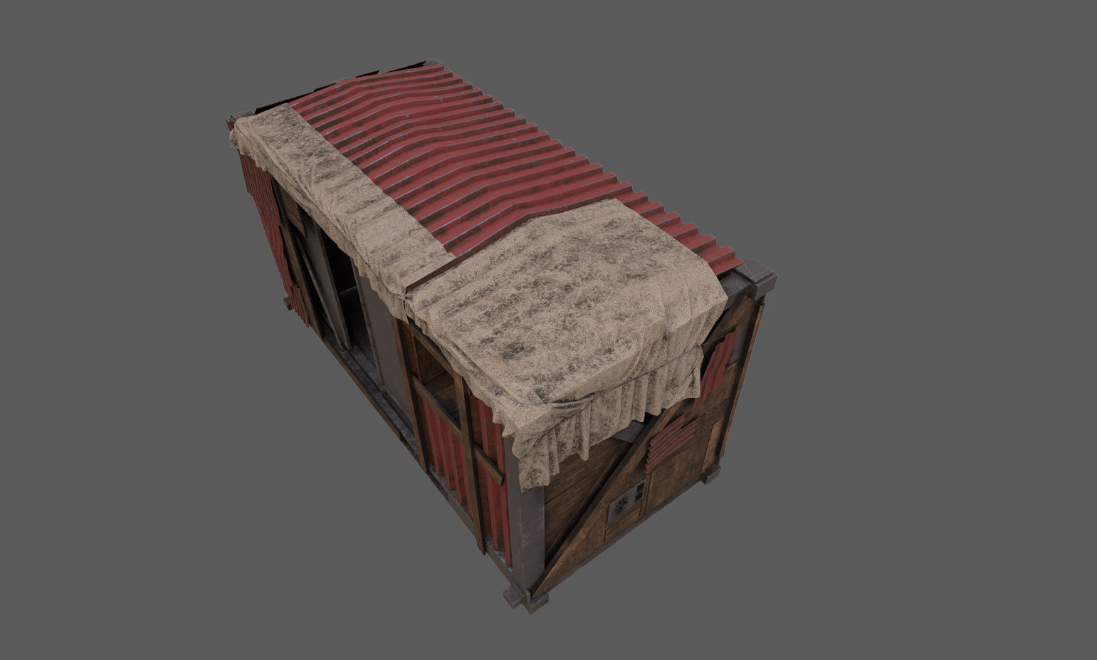 Container house Low-poly 3D model_2