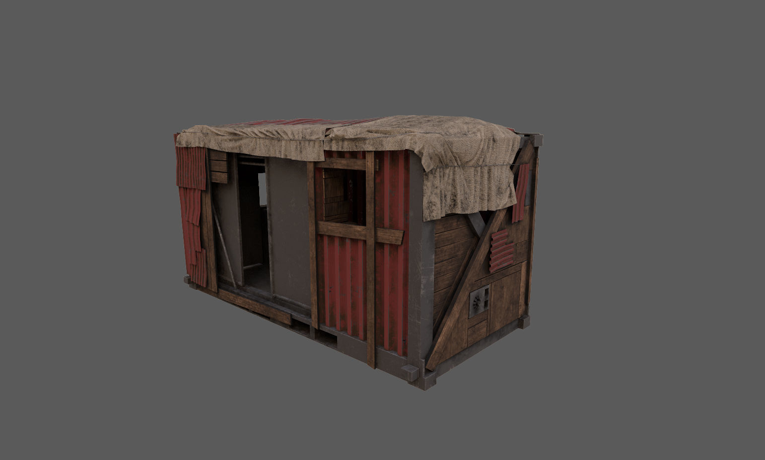 Container house Low-poly 3D model_1