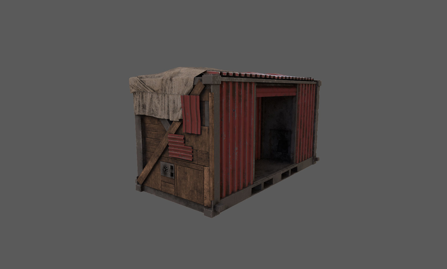 Container house Low-poly 3D model_6