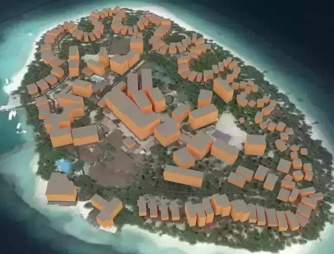  Maldives Island Low-poly 3D model