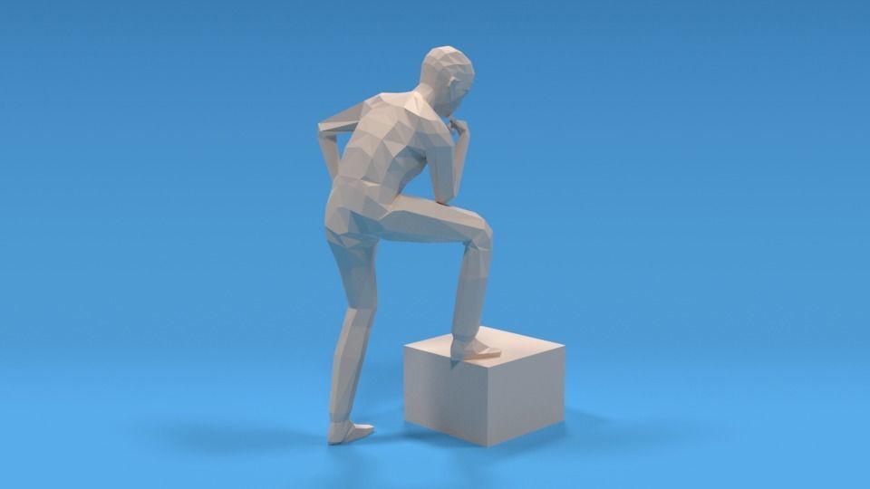 Low Poly Kid Thinking Low-poly 3D model_4