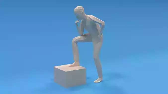 Low Poly Kid Thinking Low-poly 3D model