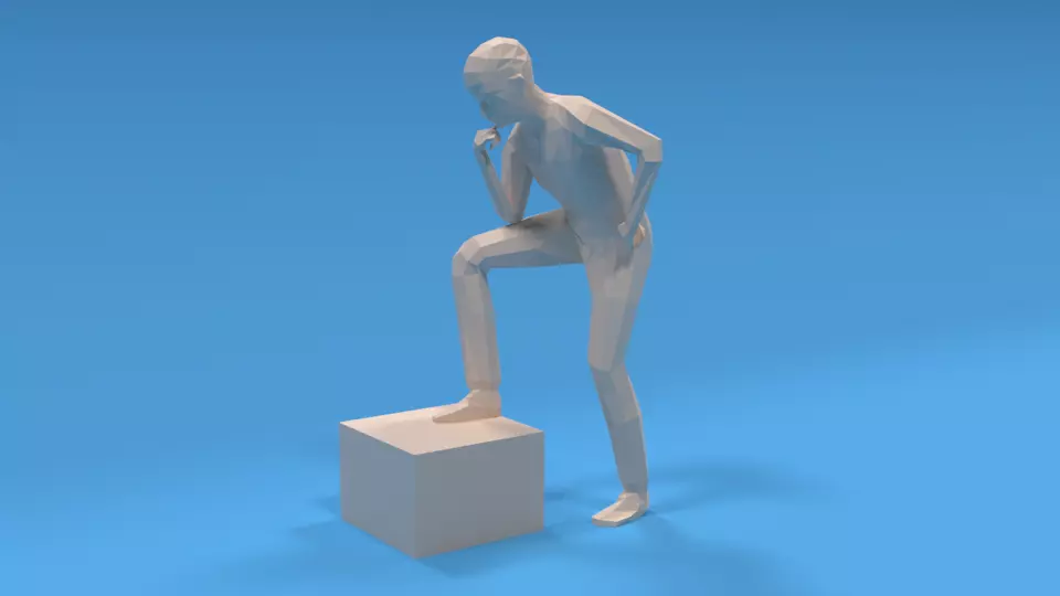 Low Poly Kid Thinking Low-poly 3D model_0