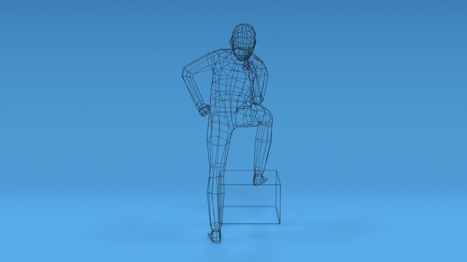 Low Poly Kid Thinking Low-poly 3D model_12