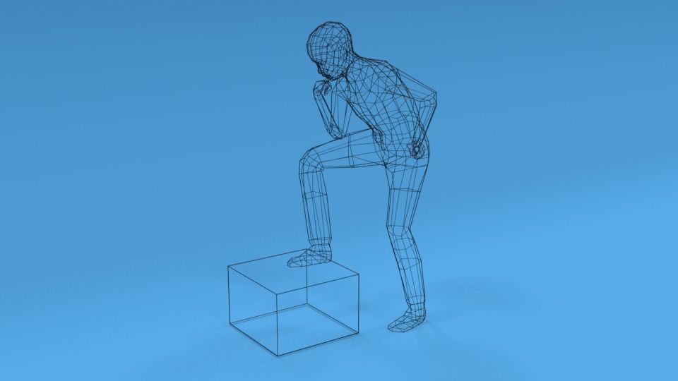 Low Poly Kid Thinking Low-poly 3D model_9