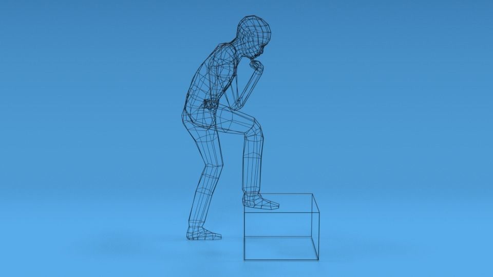 Low Poly Kid Thinking Low-poly 3D model_14