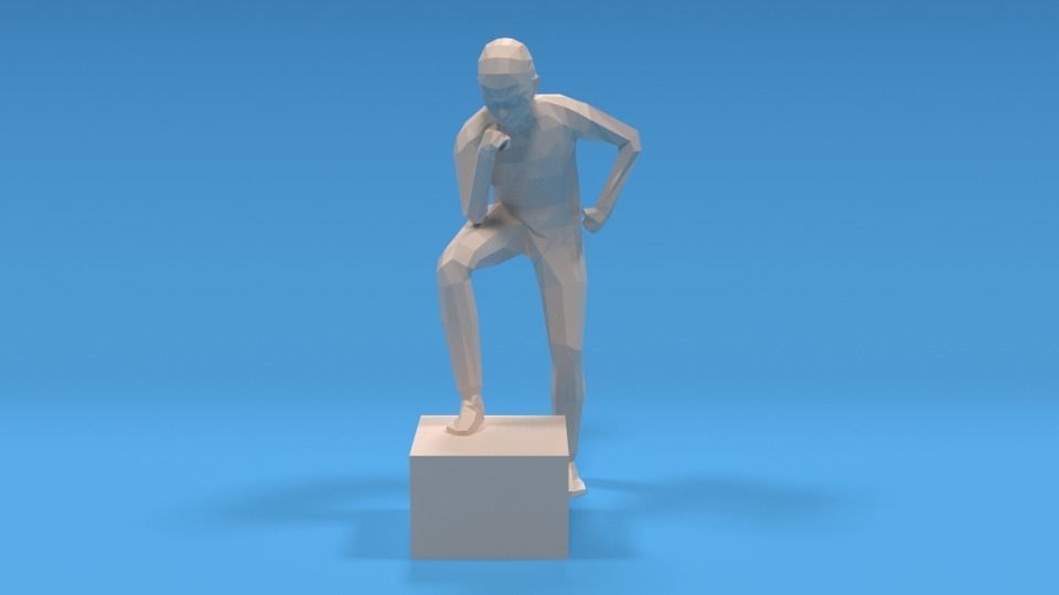 Low Poly Kid Thinking Low-poly 3D model_7