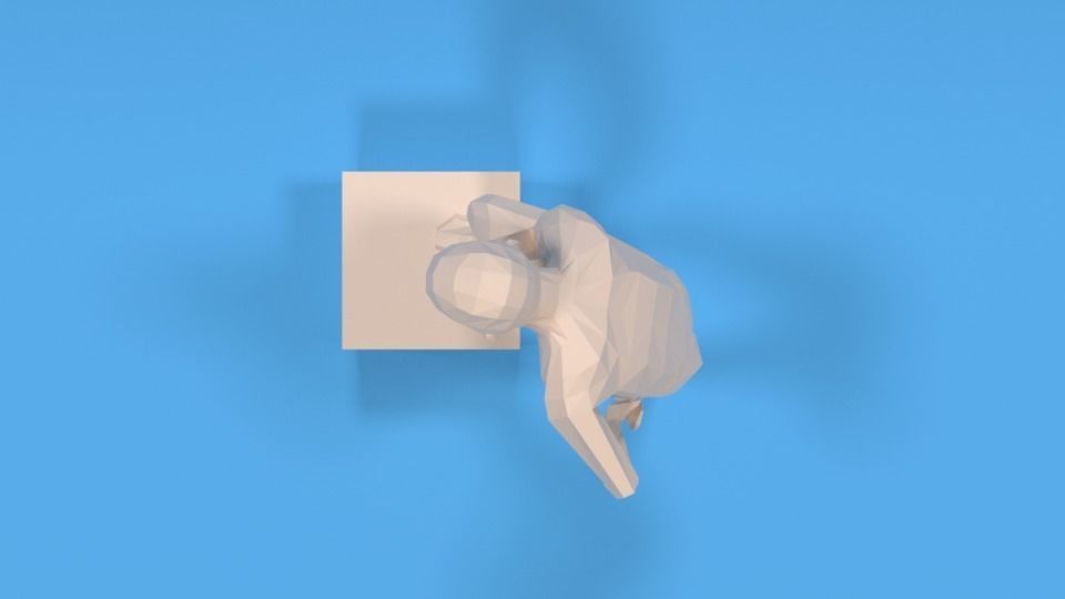 Low Poly Kid Thinking Low-poly 3D model_8