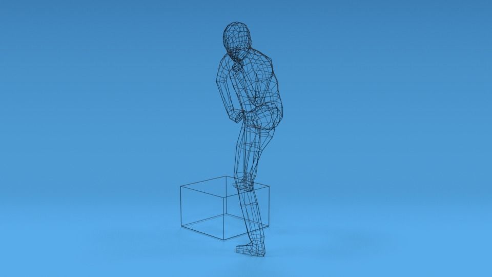 Low Poly Kid Thinking Low-poly 3D model_11