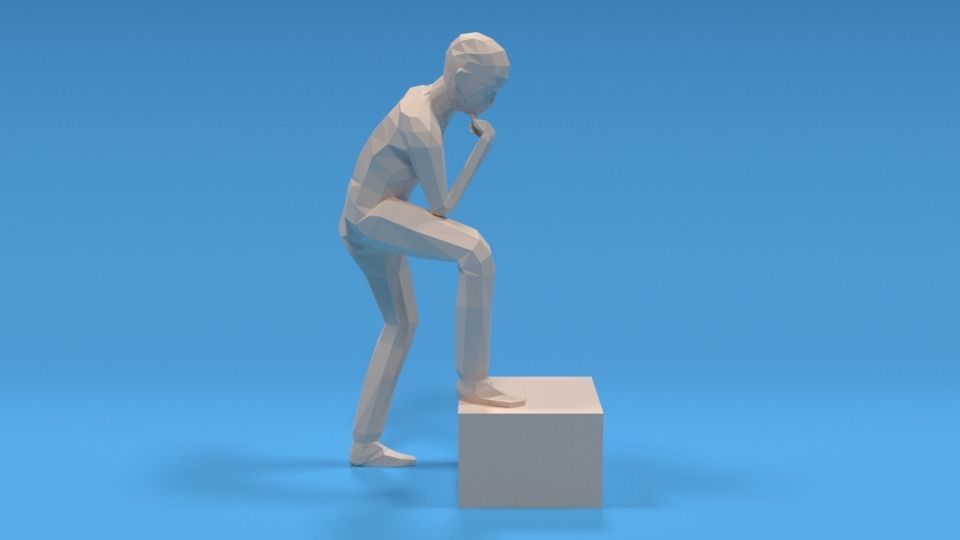 Low Poly Kid Thinking Low-poly 3D model_5