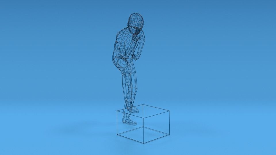 Low Poly Kid Thinking Low-poly 3D model_15