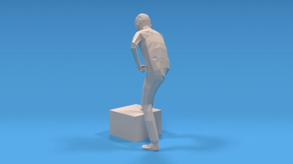 Low Poly Kid Thinking Low-poly 3D model_2