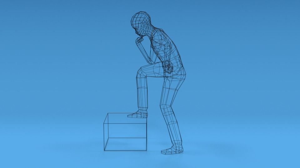 Low Poly Kid Thinking Low-poly 3D model_10