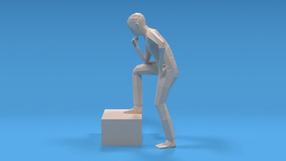 Low Poly Kid Thinking Low-poly 3D model_1