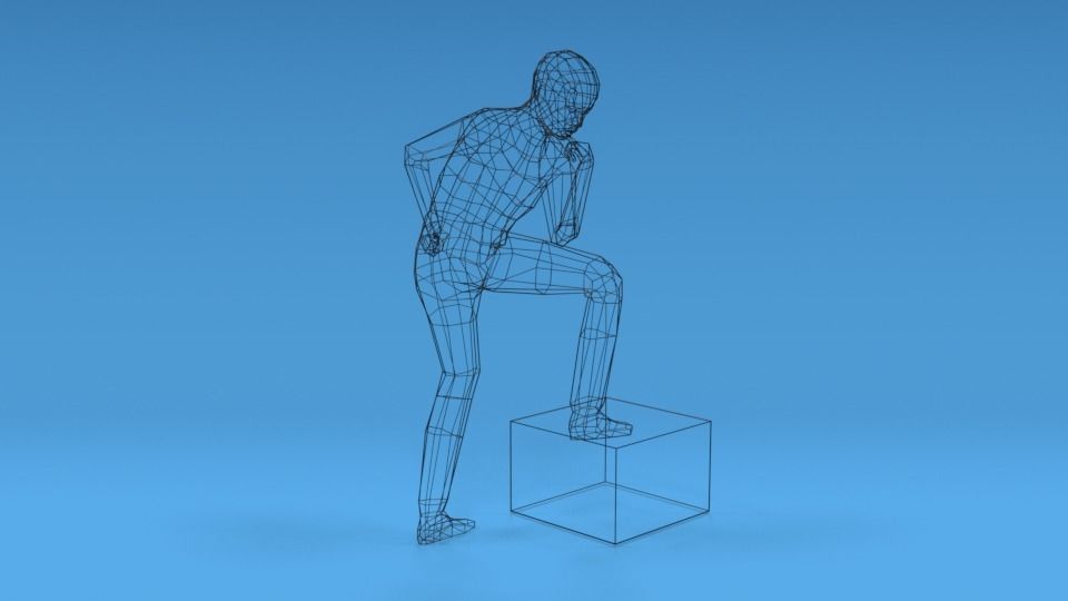 Low Poly Kid Thinking Low-poly 3D model_13