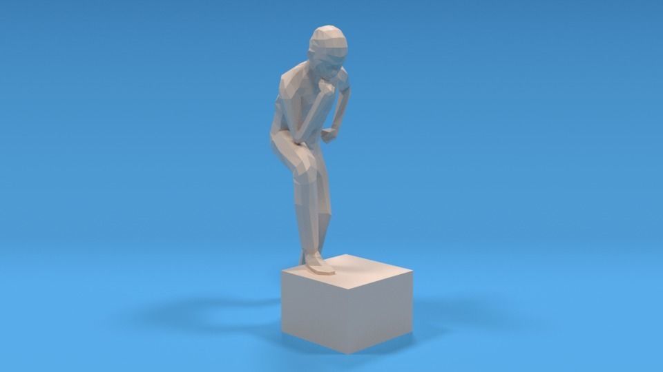 Low Poly Kid Thinking Low-poly 3D model_6
