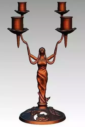 candlestick candelabra with woman holding four candles