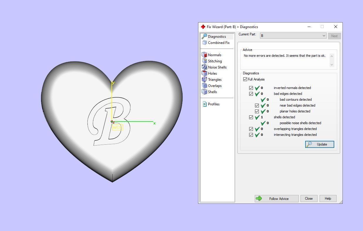 Pendant initial heart B 3D print model_14