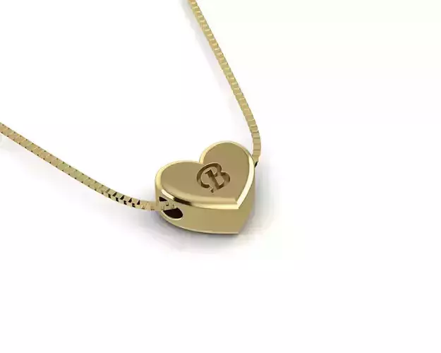 Pendant initial heart B 3D print model