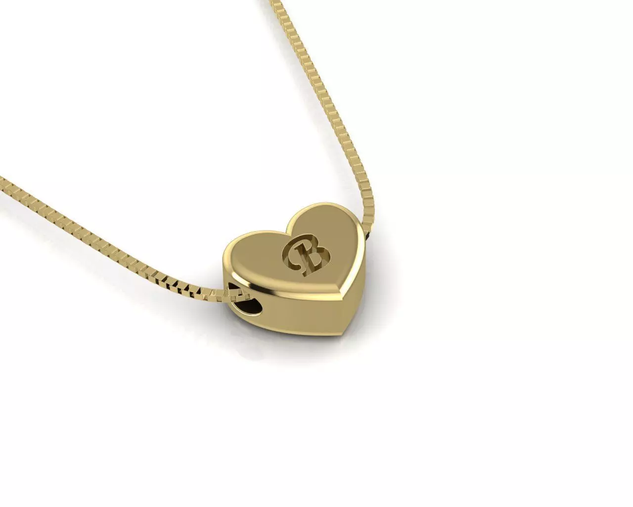 Pendant initial heart B 3D print model_0