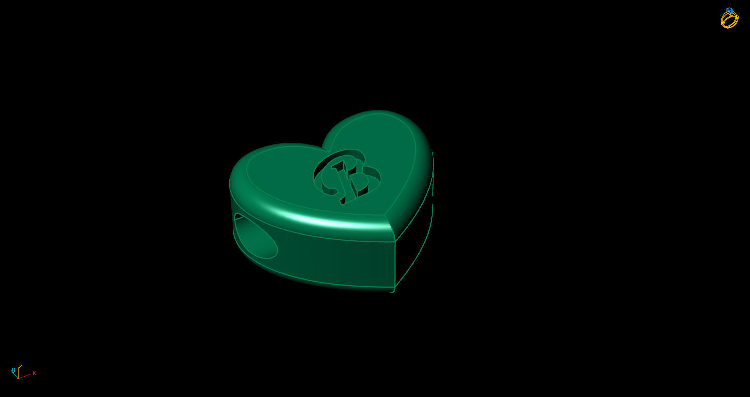 Pendant initial heart B 3D print model_5