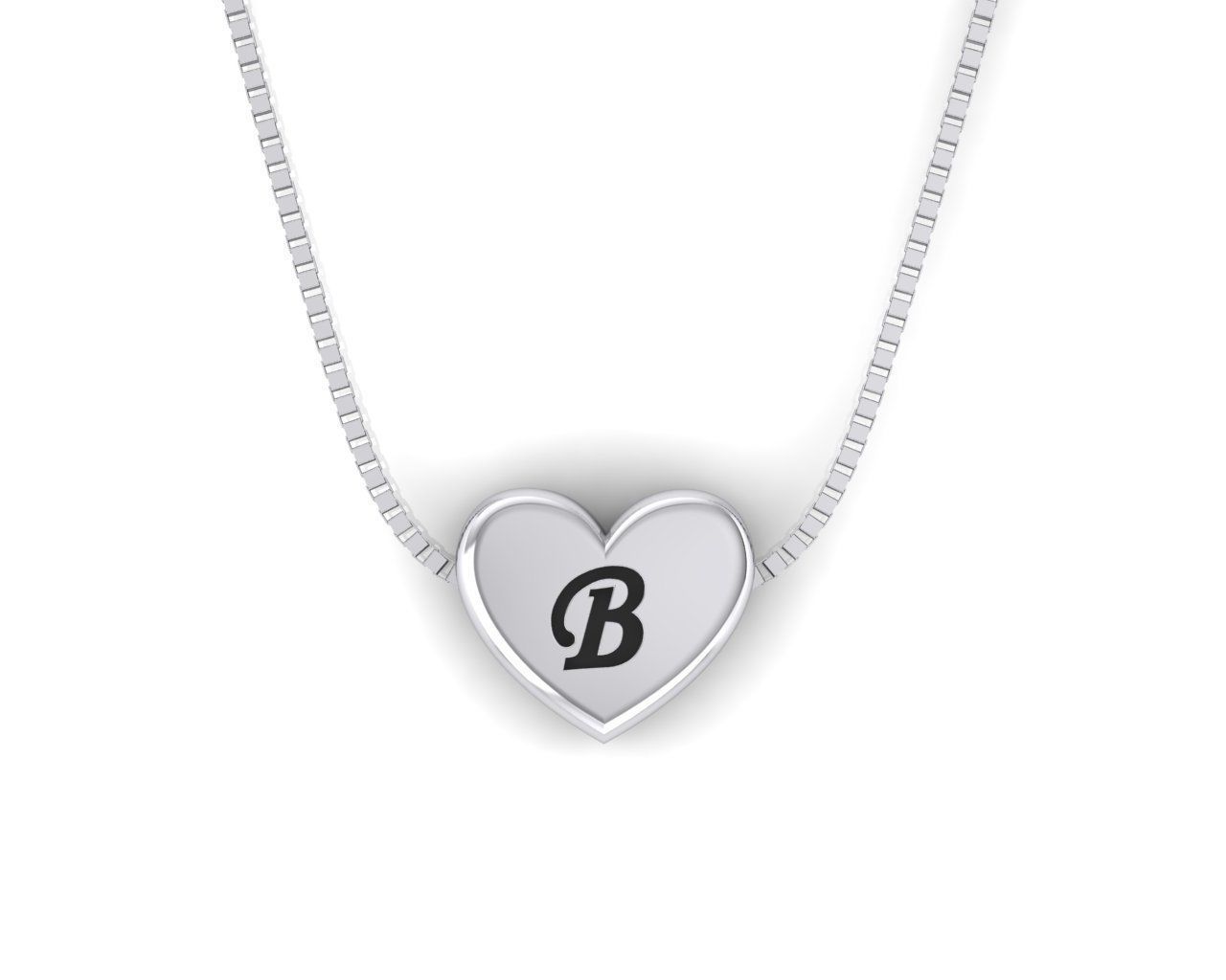 Pendant initial heart B 3D print model_3