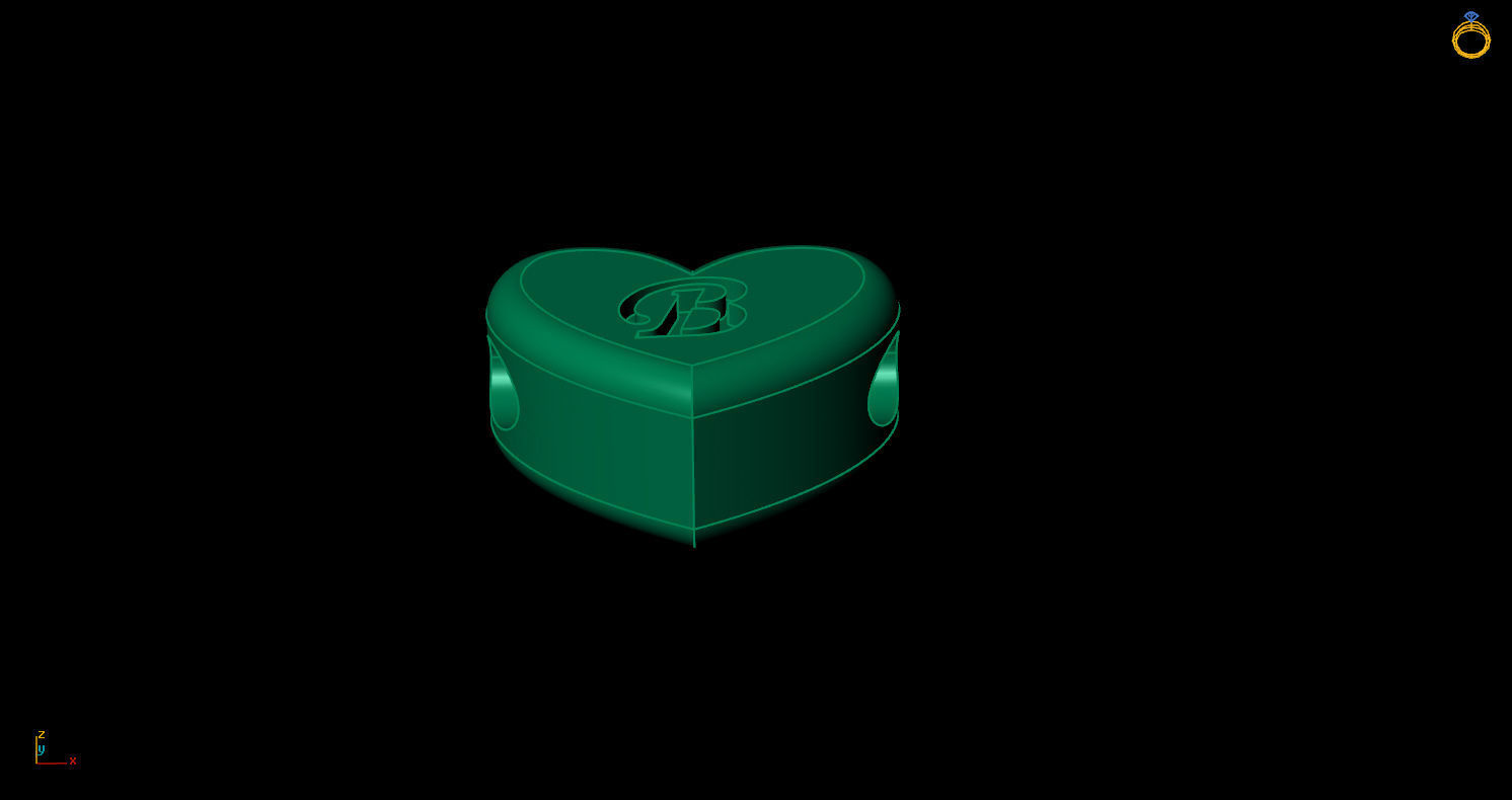 Pendant initial heart B 3D print model_7