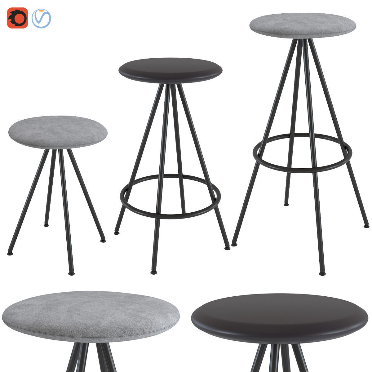 Chair and Bar Stool Sun by Inclass Chair and Barstool 3D model_0