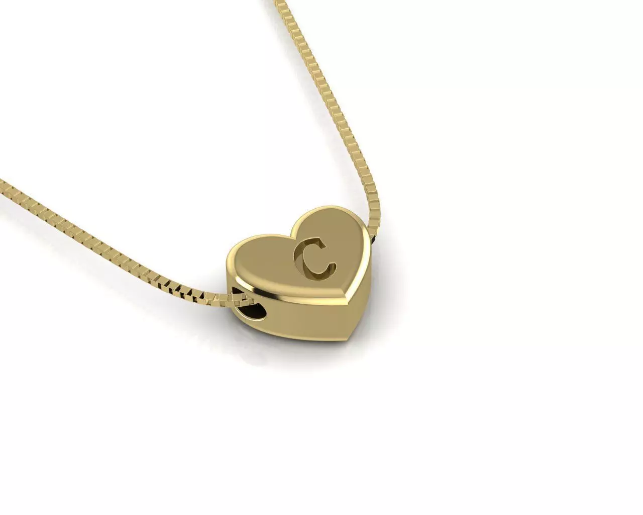 Pendant initial heart C 3D print model
