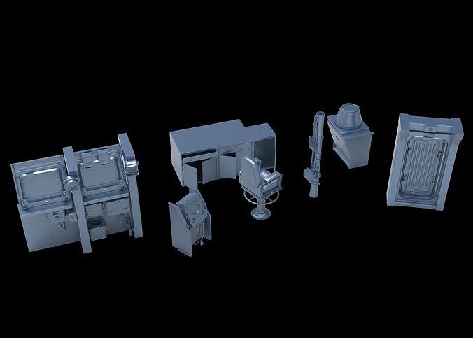 Sci-fi scene highpoly 3D model