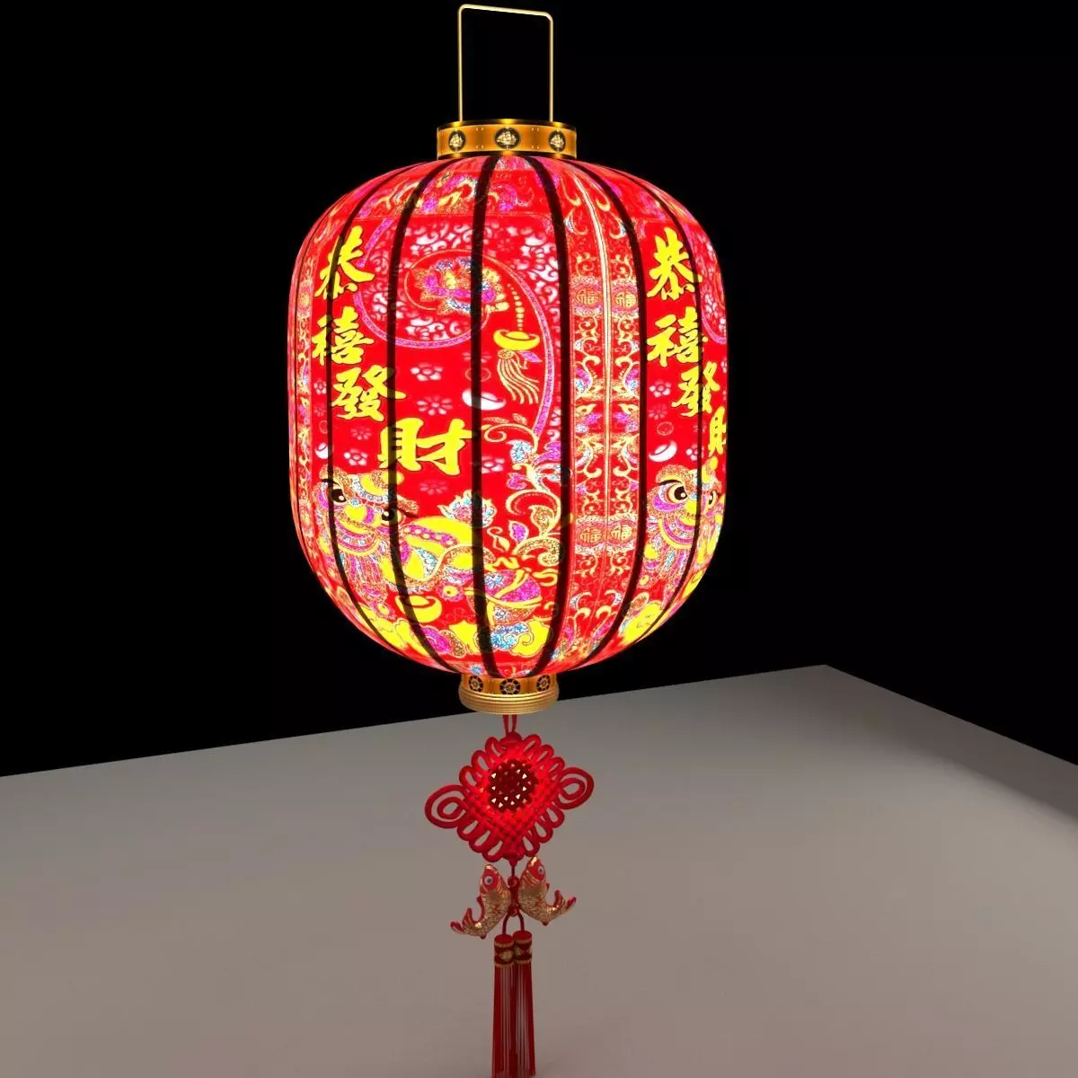 Chinese red Lantern 3D model_0