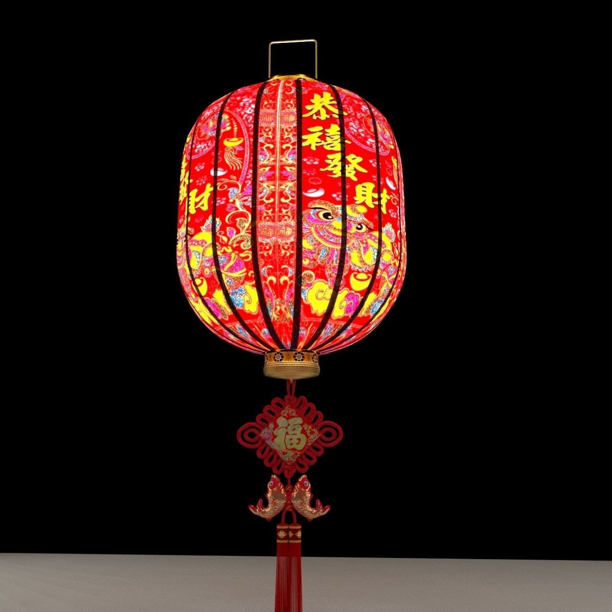 Chinese red Lantern 3D model_3