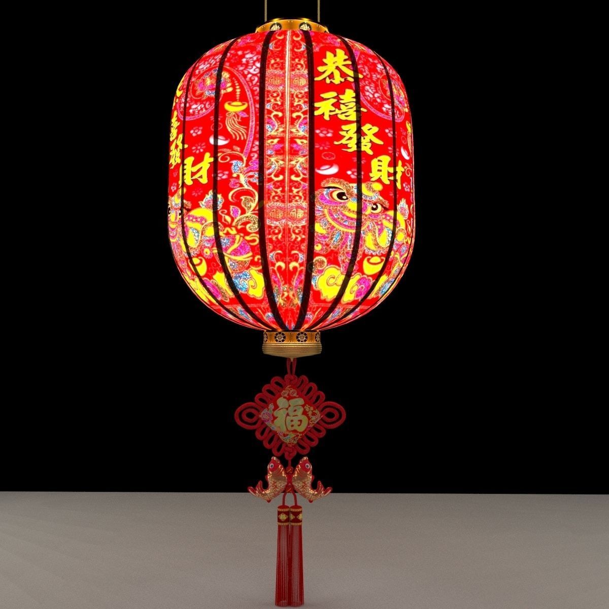 Chinese red Lantern 3D model_2
