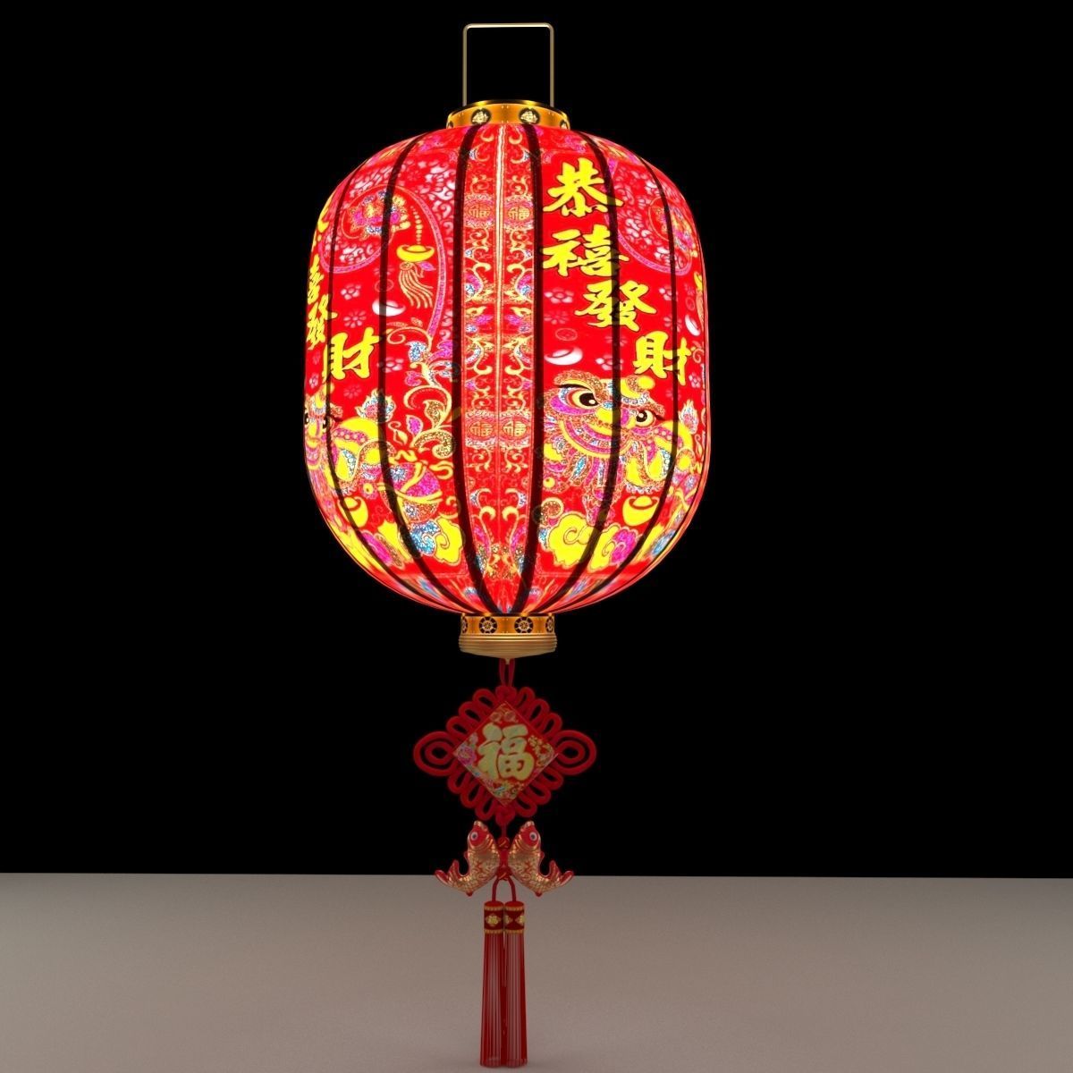 Chinese red Lantern 3D model_1