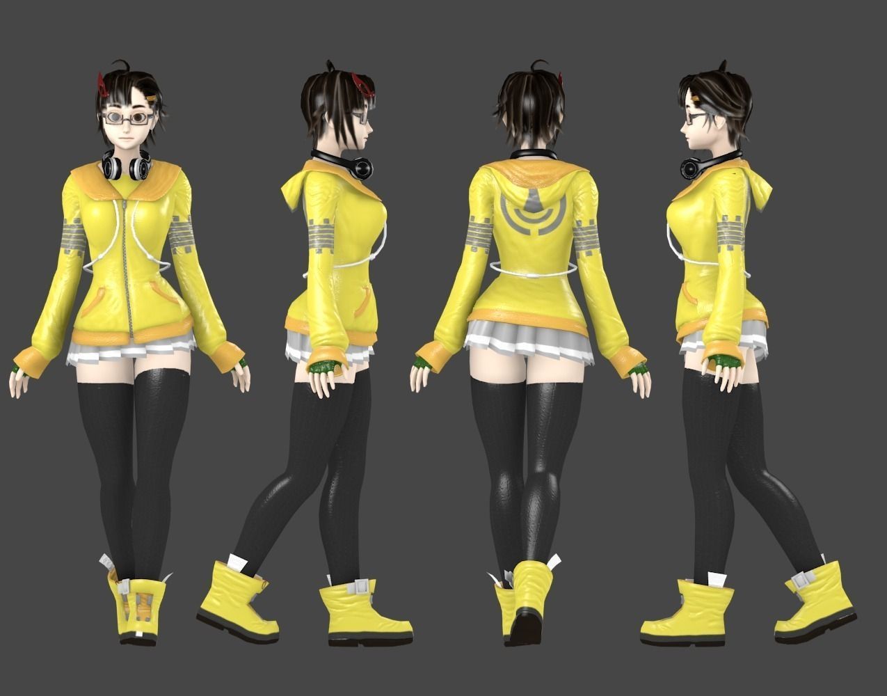 Game Character - Otohime Low-poly 3D model_3