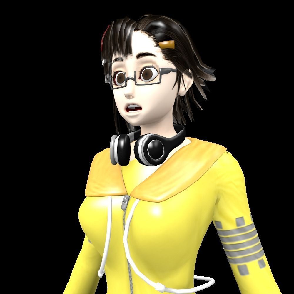 Game Character - Otohime Low-poly 3D model_7