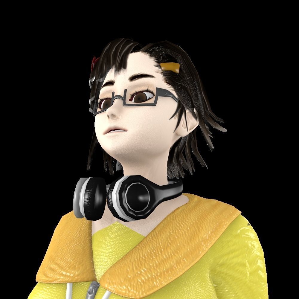 Game Character - Otohime Low-poly 3D model_8