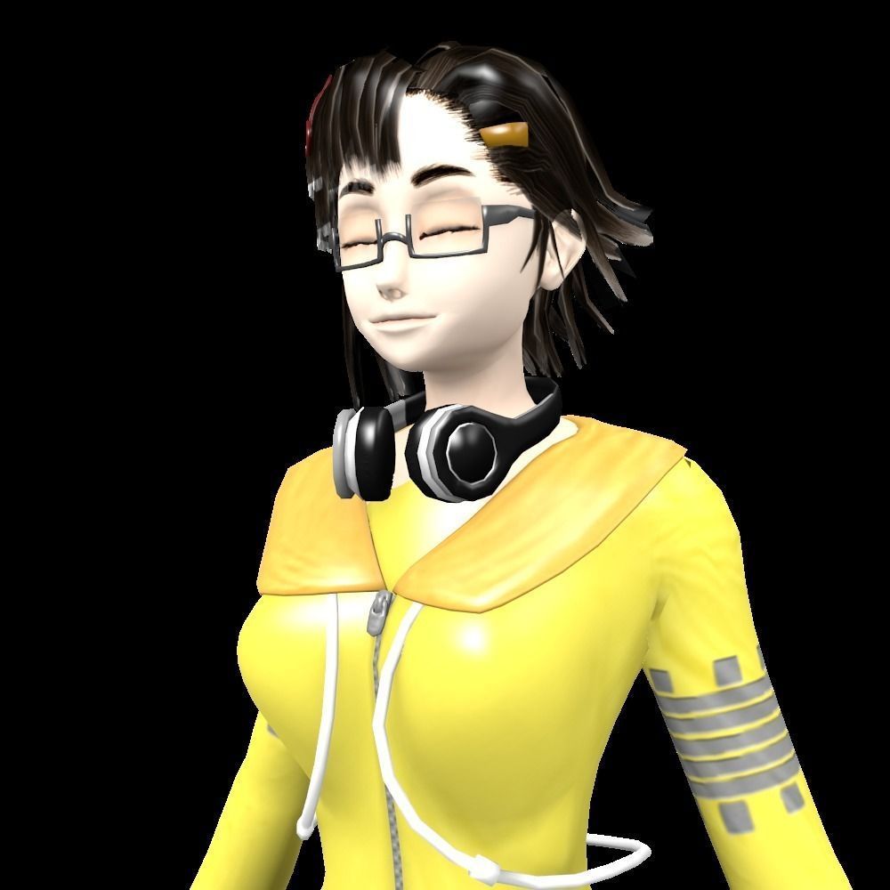 Game Character - Otohime Low-poly 3D model_5