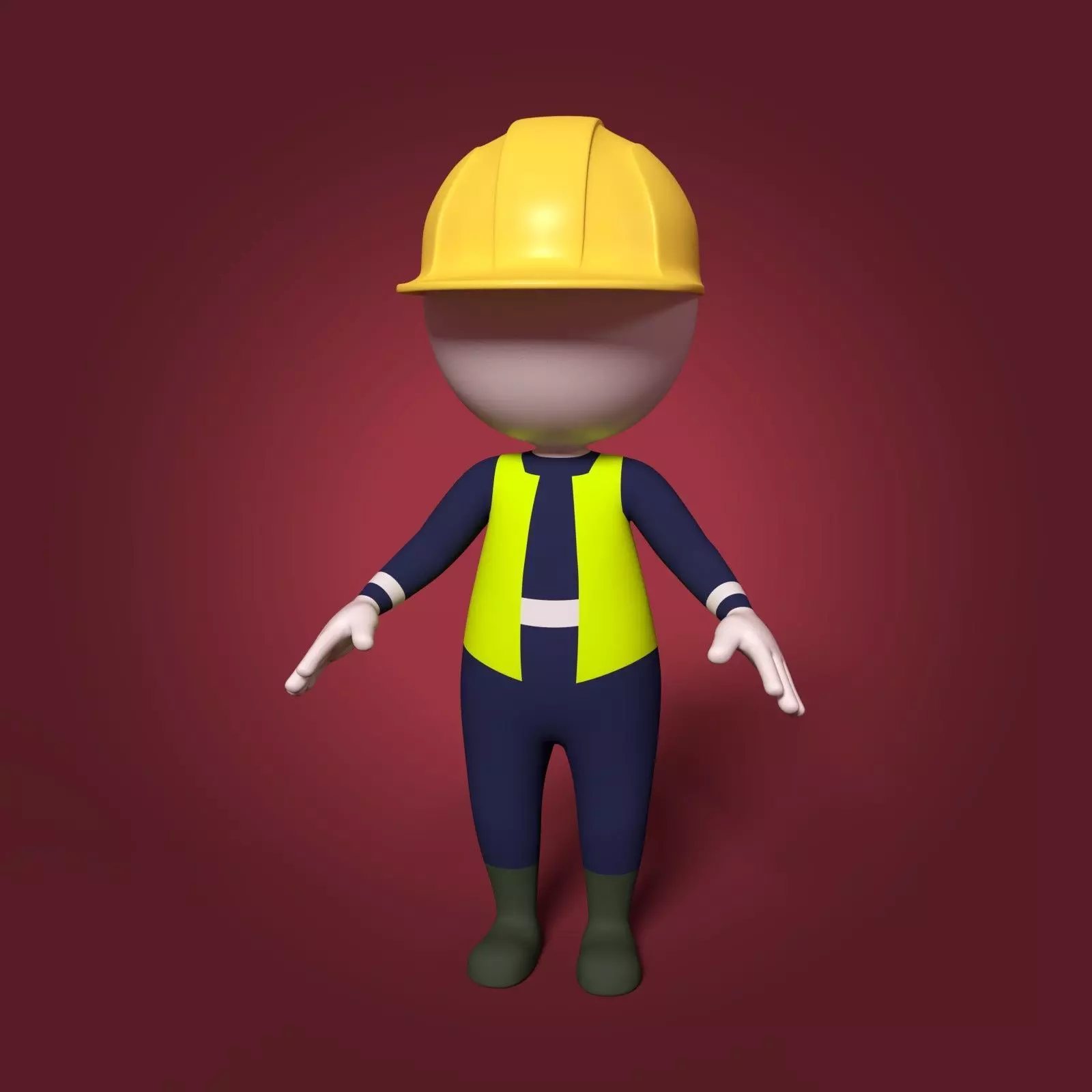 Cartoon Stickman Low-poly 3D model