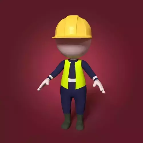 Cartoon Stickman Low-poly 3D model
